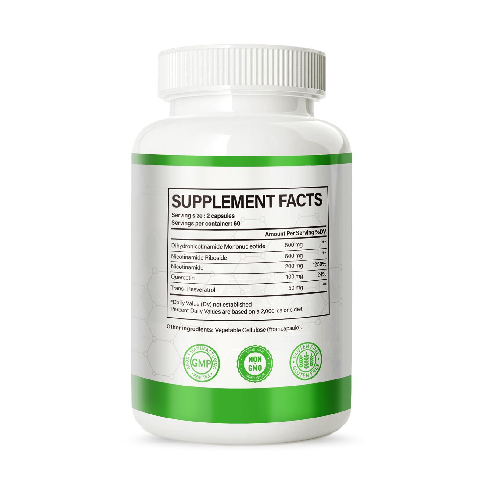 NMNH (Dihydronicotinamide Mononucleotide), NMN Alternative Supplement w/Niacinamide (Vitamin B3), Quercetin, Trans-Resveratrol, Support NAD+, Skin Cell Health*, Anti-Aging & Energy, 120 Caps Ashenutri uk supplements