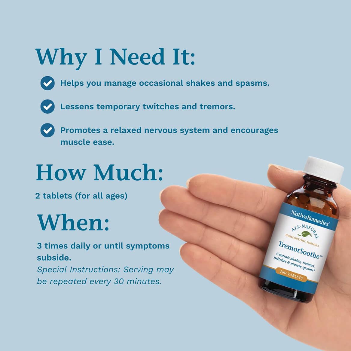 Native Remedies TremorSoothe - Natural Homeopathic Formula to Temporarily Control Shakes, Tremors, Muscle Spasms and Twitches -180 Tablets Native Remedies uk supplements
