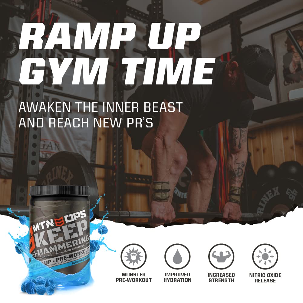 MTN OPS Pre-Workout Powder Energy Drink Keep Hammering Series by Cameron Hanes MTN OPS uk supplements