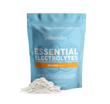 Paleovalley Essential Electrolytes Powder - Full Spectrum Orange Electrolyte Powder for Hydration, Energy and Muscle Recovery - No Sugar Added - 30 Servings Paleovalley uk supplements