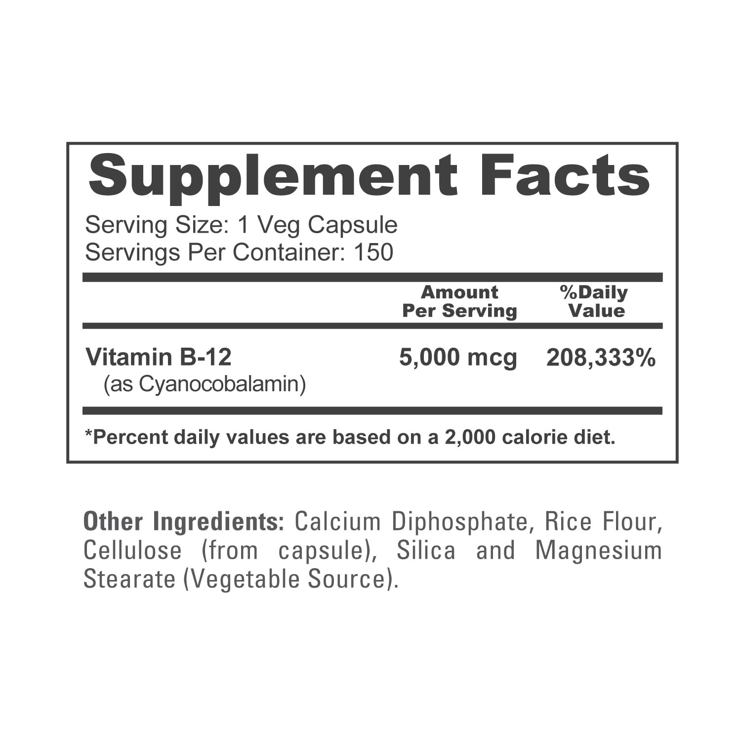 NusaPure Vitamin B12-5000 MCG 150 Veggie Capsules (Non-GMO, Vegan) - Max Strength Vitamin B12 NusaPure uk supplements