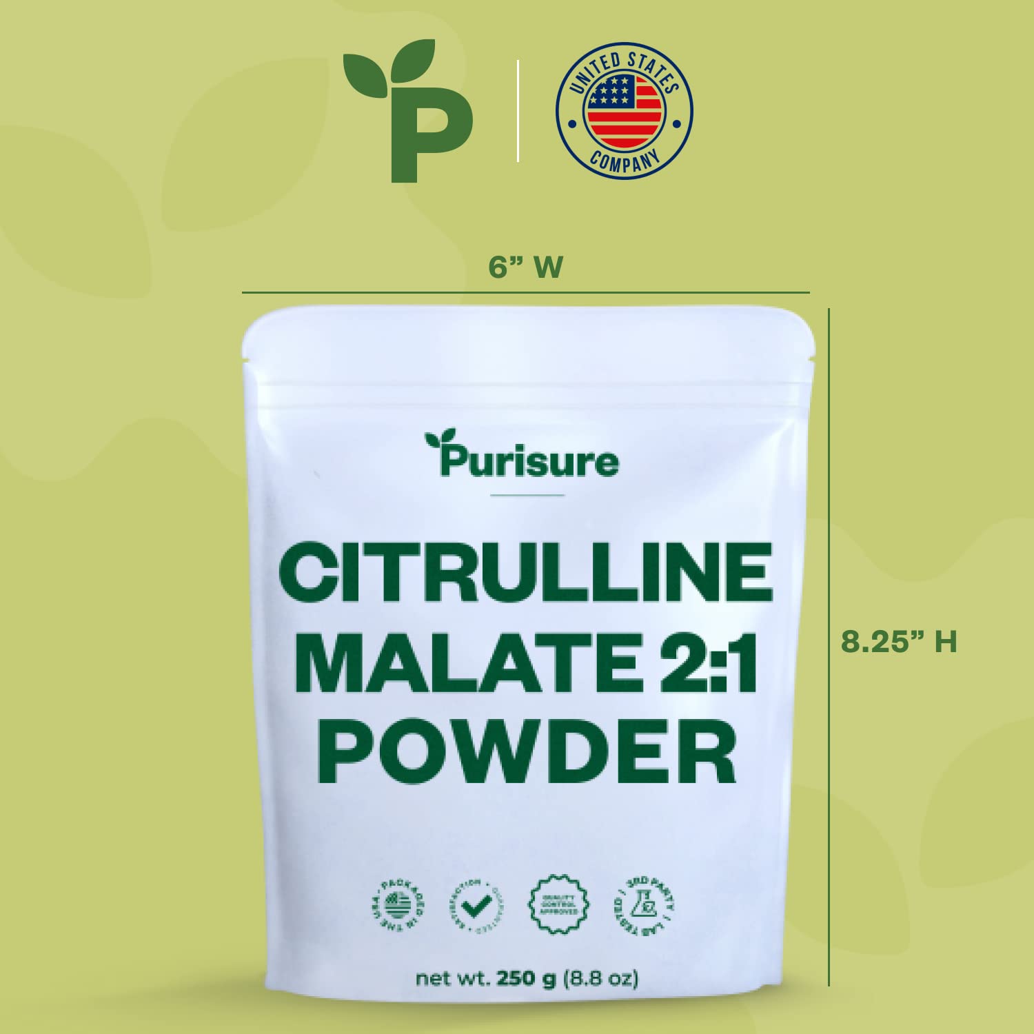 Purisure L-Ctrulline Powder 250g, Premium Citrulline 2:1 Malate Supplement for Strength Purisure uk supplements