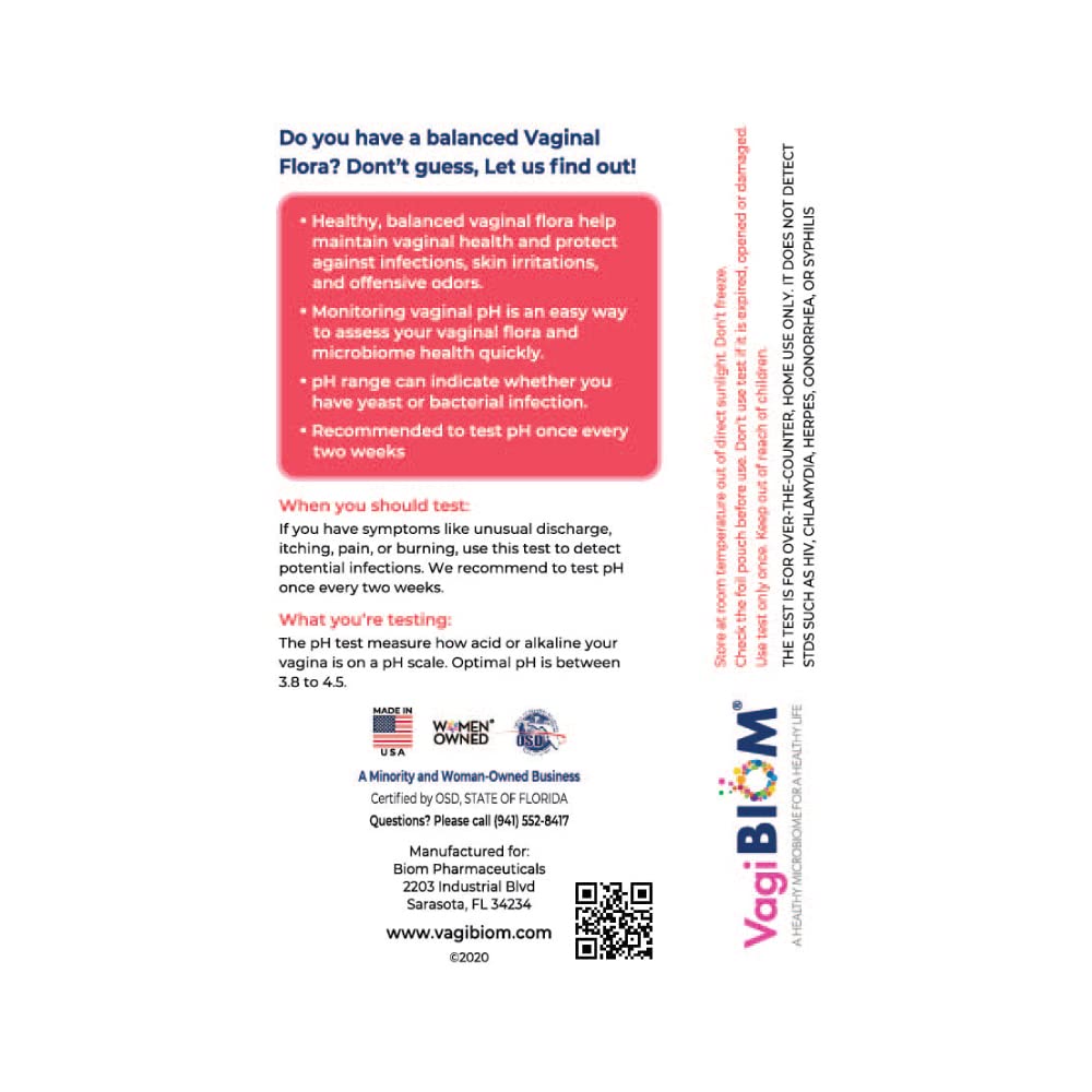 VagiBiom Vaginal pH Tester: Balanced and Healthy Vaginal microbiome ensures Optimum pH VagiBiom uk supplements