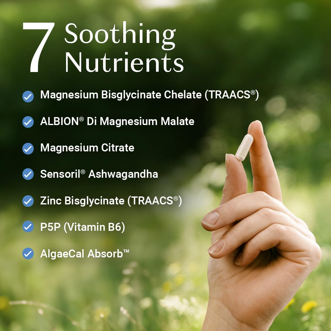 AlgaeCal Magnesium Relax™ - Chelated Magnesium with Ashwagandha for Sleep & Occasional Anxiety - Glycinate, Malate, Citrate - Sleep, Mood, & Cortisol Support (60 Caps - 1 Month Supply) ALGAECAL uk supplements