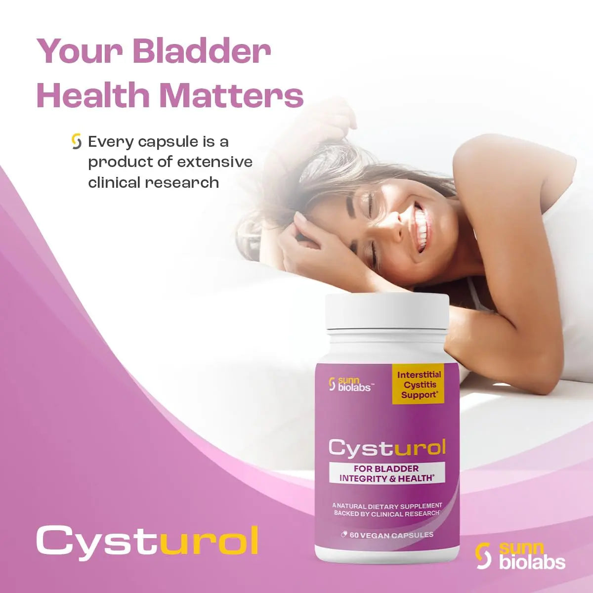 CYSTUROL® Bladder Support Supplement | Interstitial Cystitis (IC) | Bladder Pain | Urinary Tract Health | Clinically Studied Formula for Bladder Inflammation, UTI, Mast Cell Support & Urinary Urgency SUNN BIOLABS uk supplements