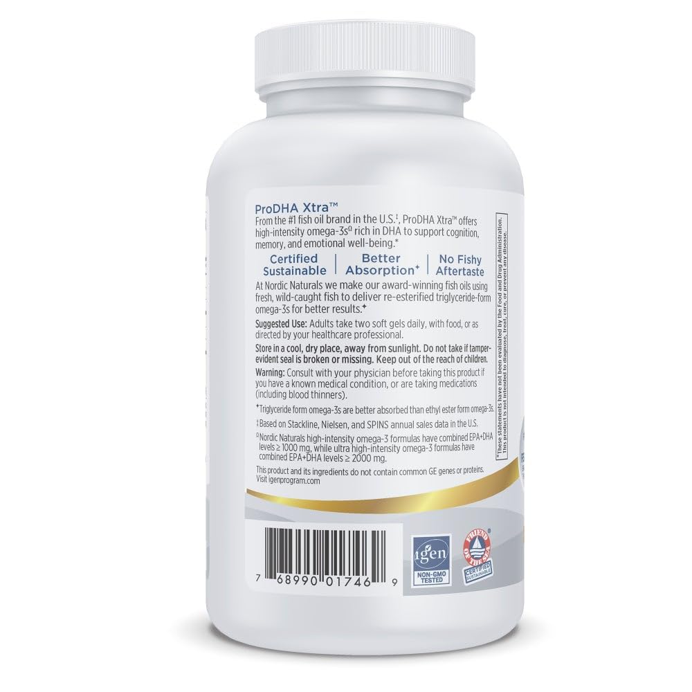 Nordic Naturals ProDHA 1000, Strawberry - 120 Soft Gels - 1660 mg Omega-3 - High-Intensity DHA Formula for Neurological Health, Mood & Memory - Non-GMO - 60 Servings Nordic Naturals uk supplements