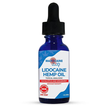 MAXOCAINE Lidocaine Hemp Oil 4% - Maximum Strength Topical Pain Relief, Fast Acting Soothing Oil for Muscle, Joint, Back & Arthritis Support, Cooling Eucalyptus & Spearmint, 1 oz (30 ml) MAXOCAINE uk supplements