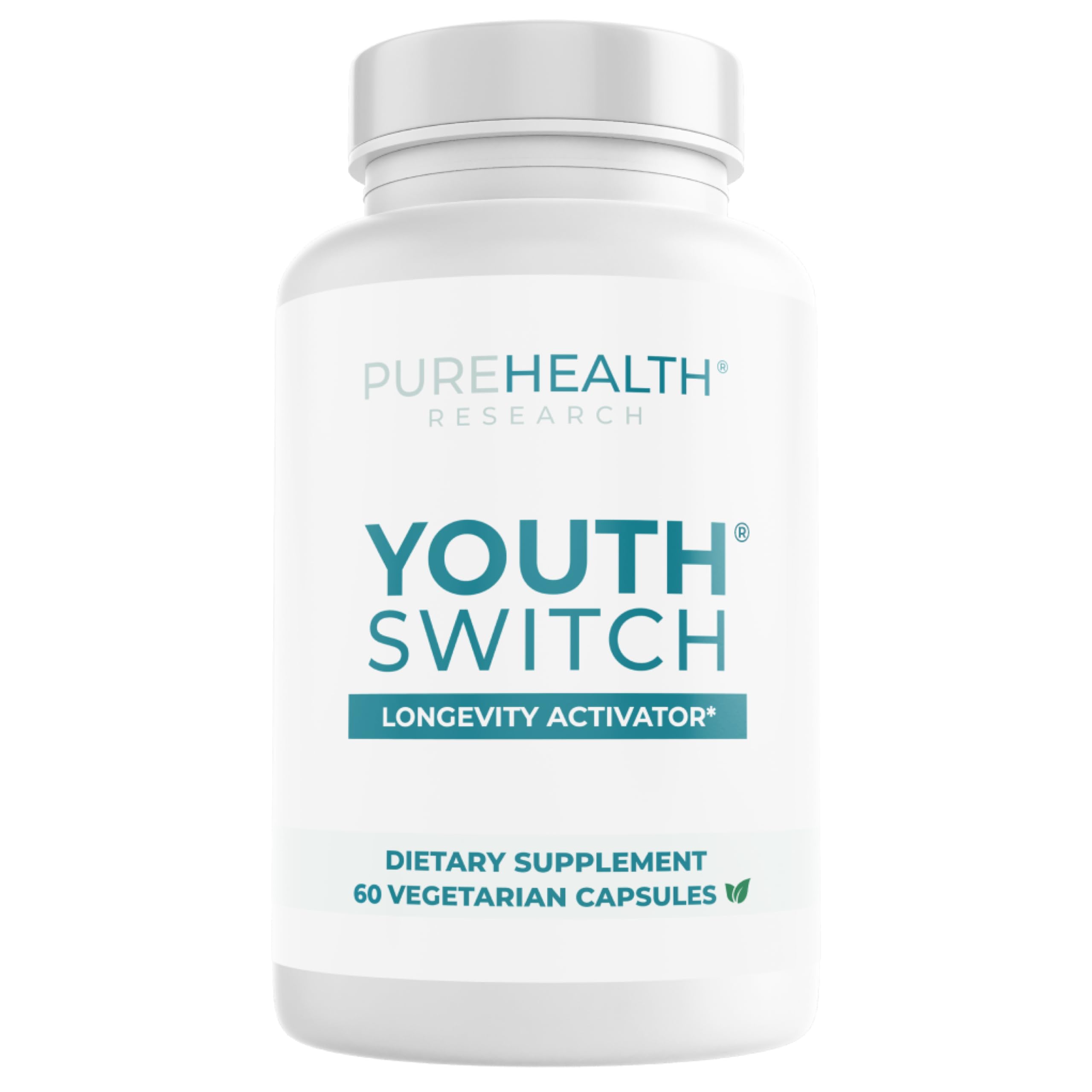 PUREHEALTH RESEARCH Youth Switch - Anti Aging Supplement for Women & Men - Longevity Mix for Healthy Aging - with Ashwagandha, Cat's Claw Extract, Astragalus Root, L-Lysine HCL & More - 60 Capsules PUREHEALTH RESEARCH uk supplements