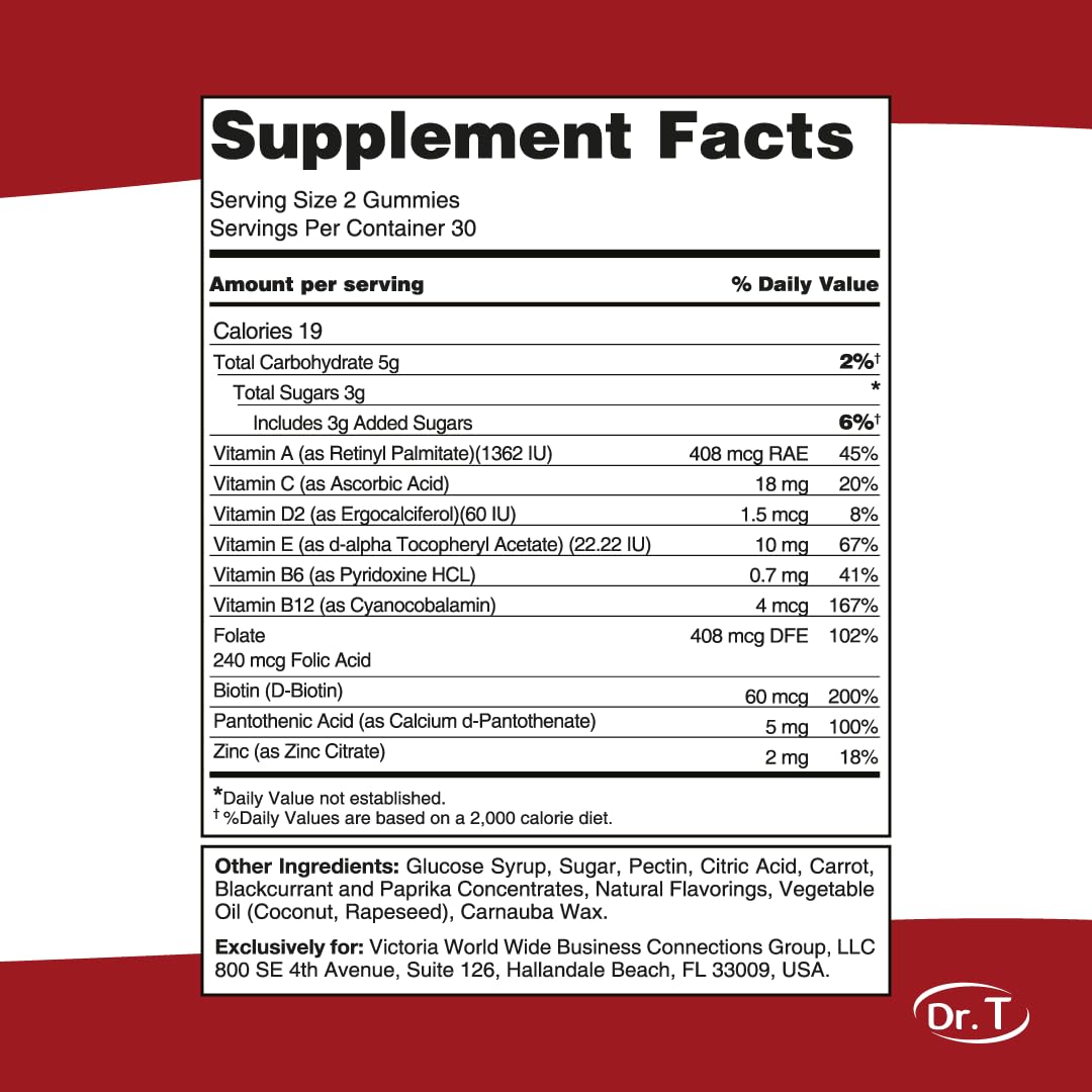 Dr. T Kids Multivitamin Gummies – Daily Vitamins for Kids Ages 2+, with A, C, D, E, B & Folic Acid – Supports Bone Strength, Immunity & Overall Health Dr. T uk supplements