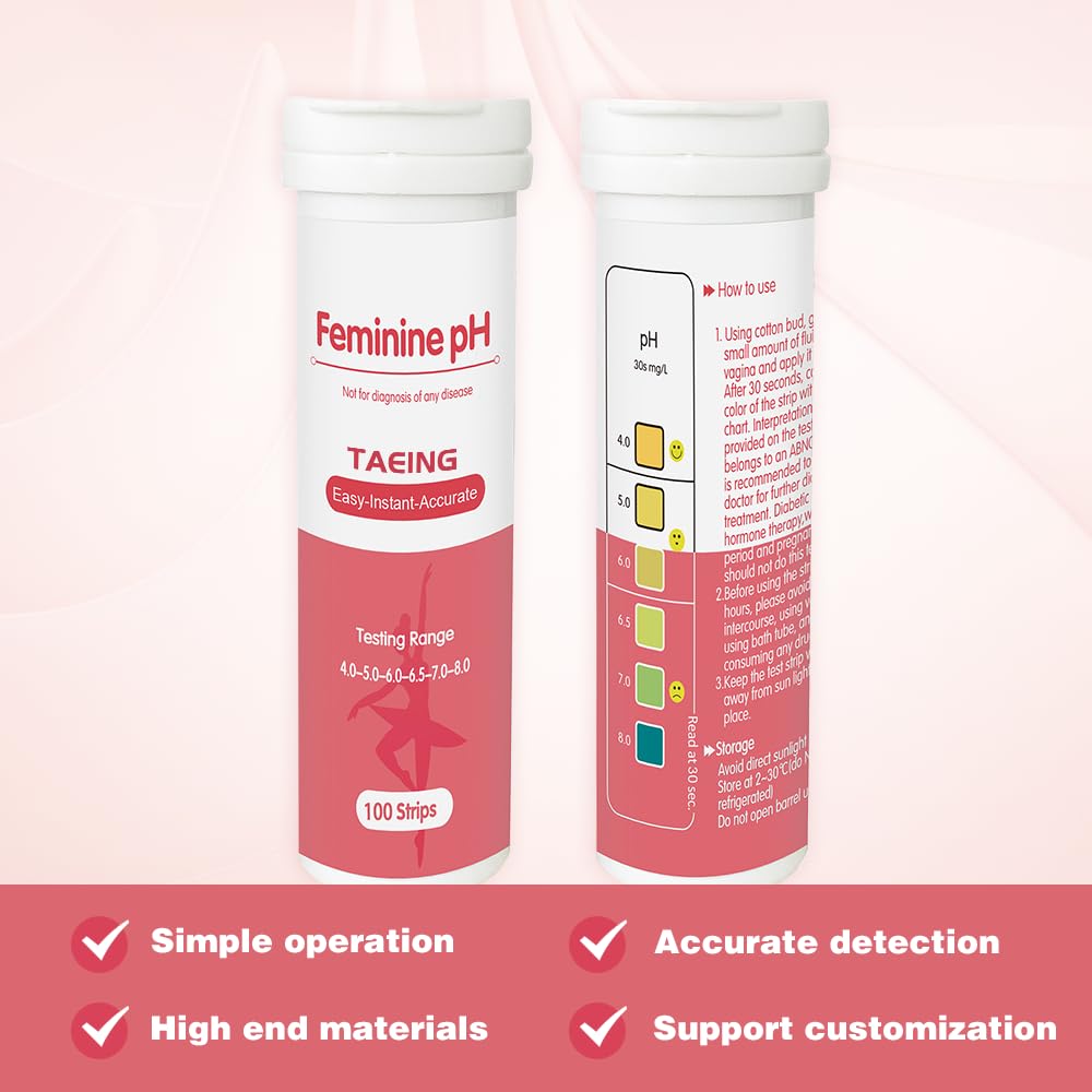 TAEING Vaginal Health pH Test Strips, 100pcs Feminine pH Test for Women, pH-Balance Monitor My Store uk supplements