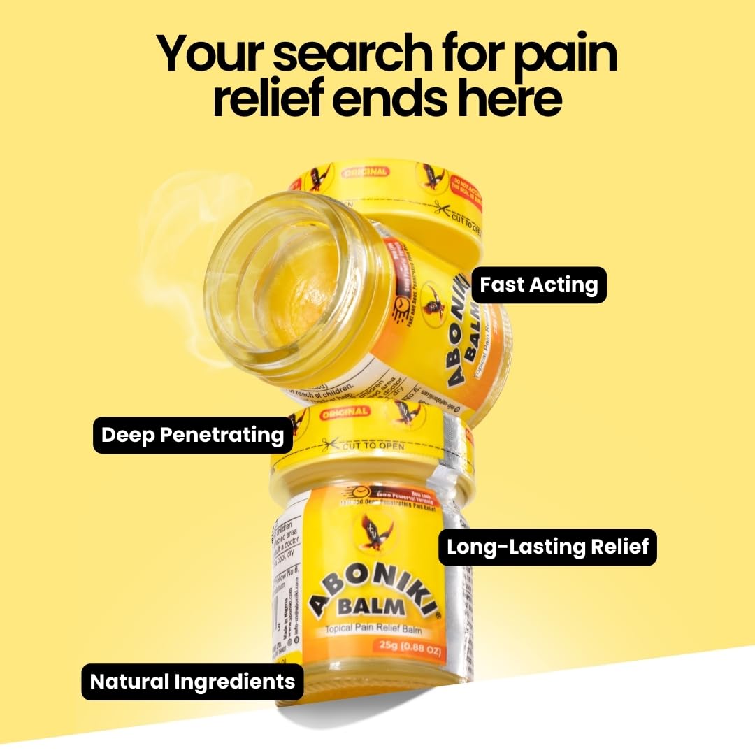 Aboniki Powerful Topical Pain Relief Balm with Natural Ingredients | Powerful Analgesic Soothing Relief for Joints & Muscle Pain, Soreness, Cramps | Long Lasting Full Body Rub (2 Glass Jars) Aboniki uk supplements