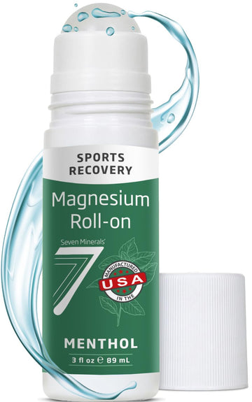 Seven Minerals Magnesium Roll On Stick with Menthol for Pain Relief - Cooling Magnesium Oil for Sports Recovery, Sore Muscles, Backache - Fast Acting - All Natural Alternative, 3 Fl Oz Seven Minerals uk supplements
