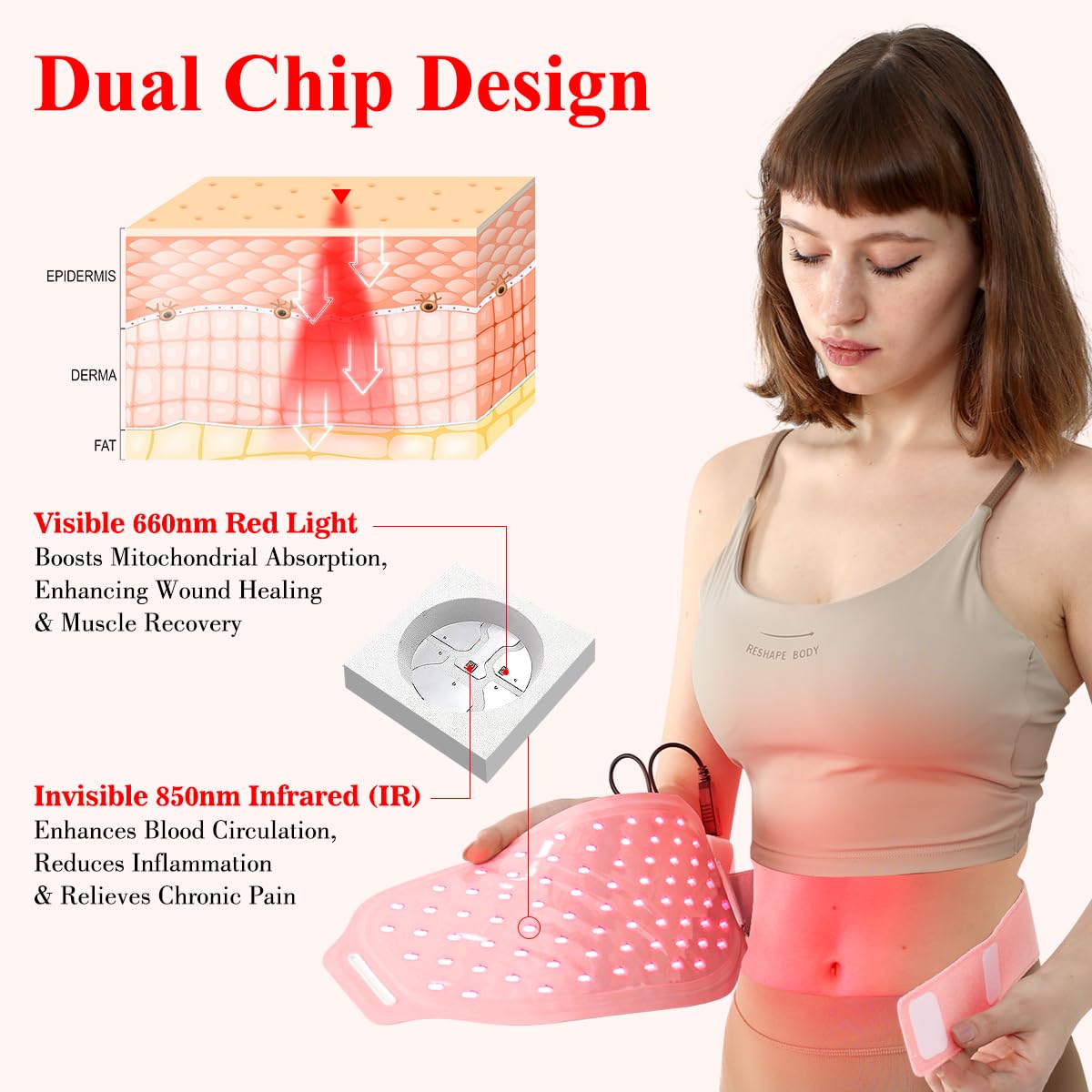 Red Light Therapy Belt for Body, Infrared Light Therapy for Pain Relief, Waterproof Red Light Therapy USUIE uk supplements