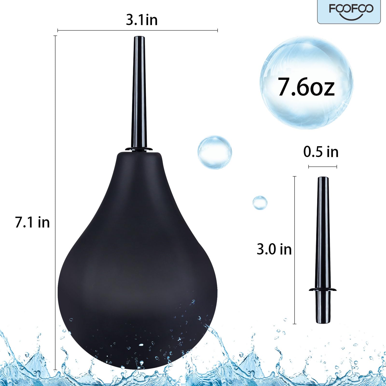 Enema Bulb 7.6oz Douche Enema Kit Includes 4 Nozzles for Women & Men Black with Storage Bag FOOFOO uk supplements