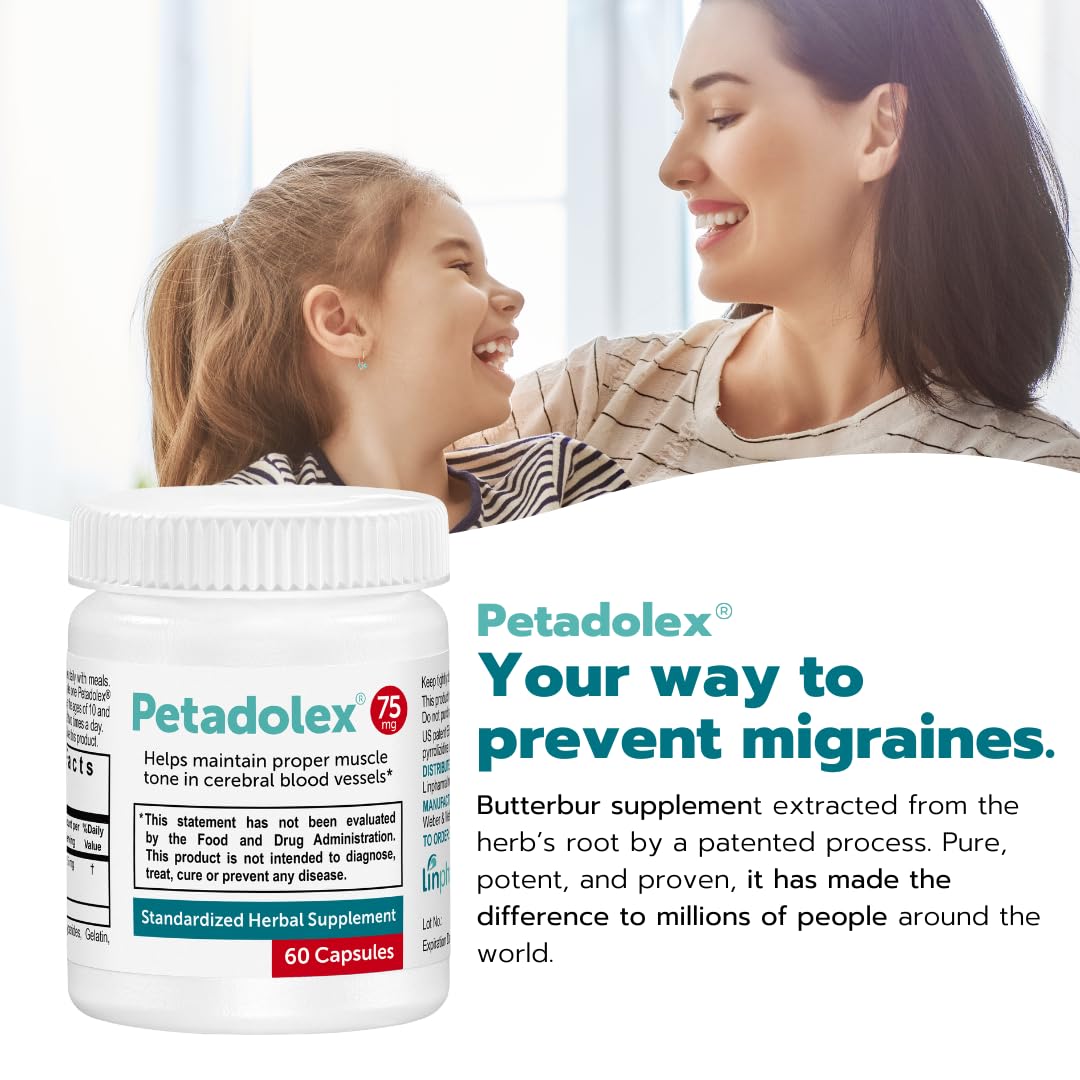 Petadolex - Migraine Relief - Patented Butterbur Root Extract, 75mg PA-Free Butterbur Extract Petadolex uk supplements