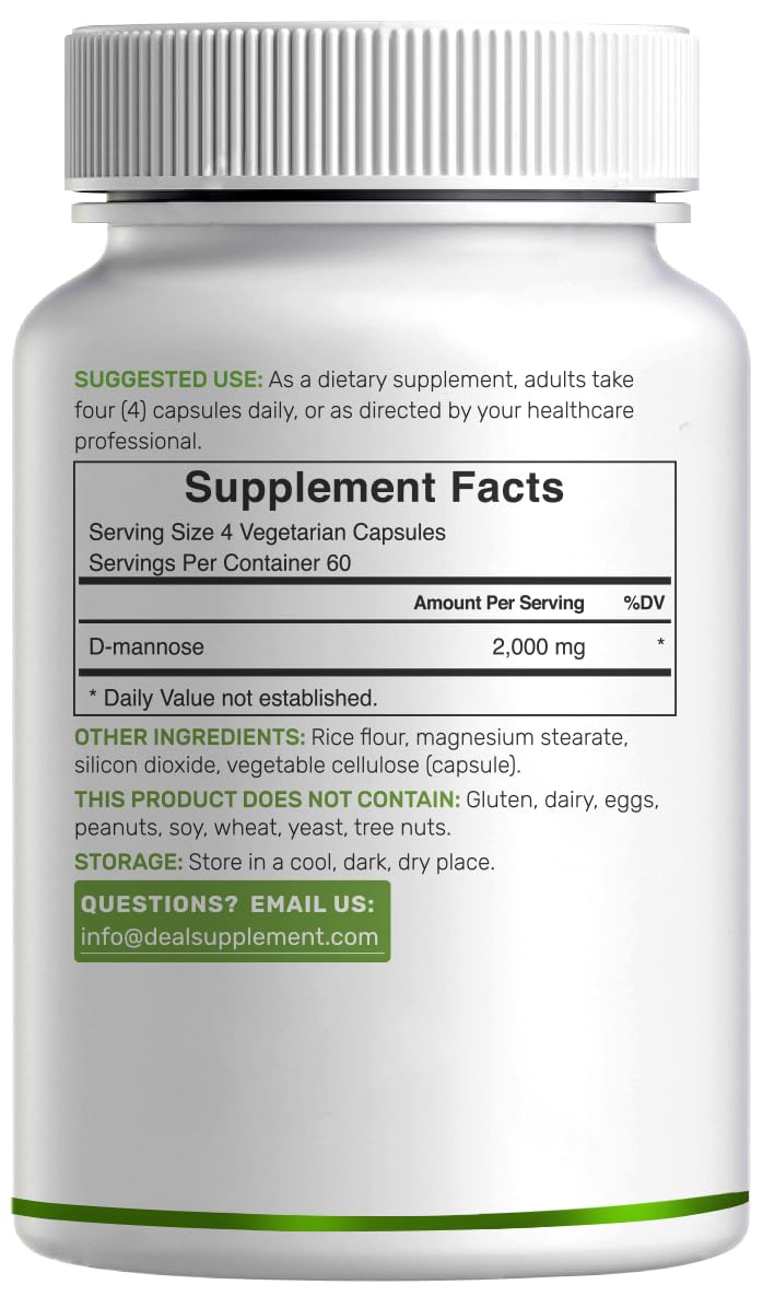 DEAL SUPPLEMENT D Mannose 500mg Capsules (2,000mg Per Serving), 240 Veggie Pills – Fast Acting Water-Soluble Form – Extra Strength Urinary Tract (UTI) Health Support – Non-GMO, Vegan Friendly DEAL SUPPLEMENT uk supplements