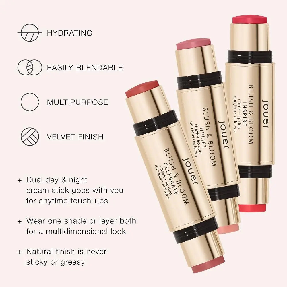 Jouer Blush & Bloom Cheek + Lip Duo - Hydrating Cream Blush Stick for Lip and Cheek Tint - Moisturizing Rose Hip and Squalane Oil Formula, Celebrate Jouer uk supplements
