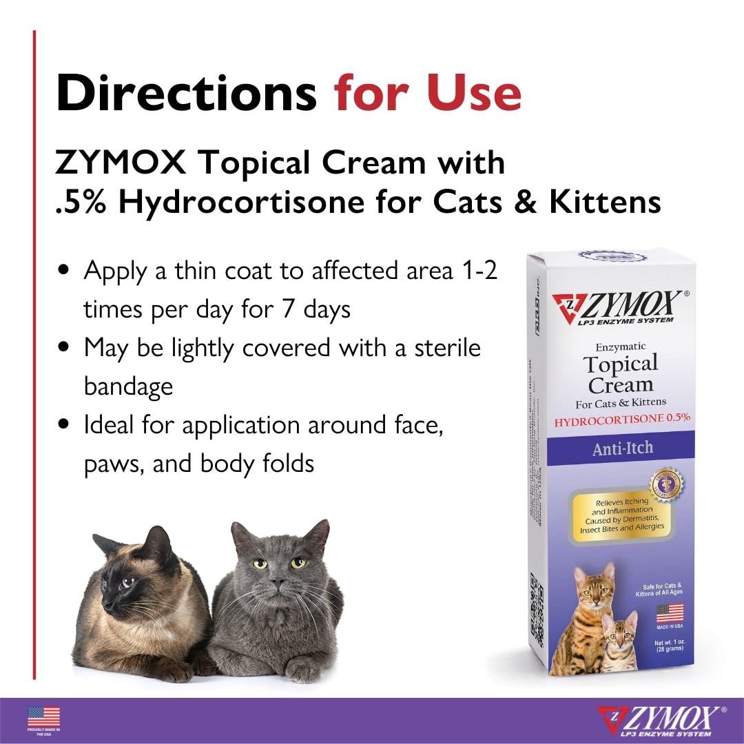 Zymox Cat & Kitten Topical Cream w/ .5% hydrocortisone - 1 oz. Tube Zymox uk supplements
