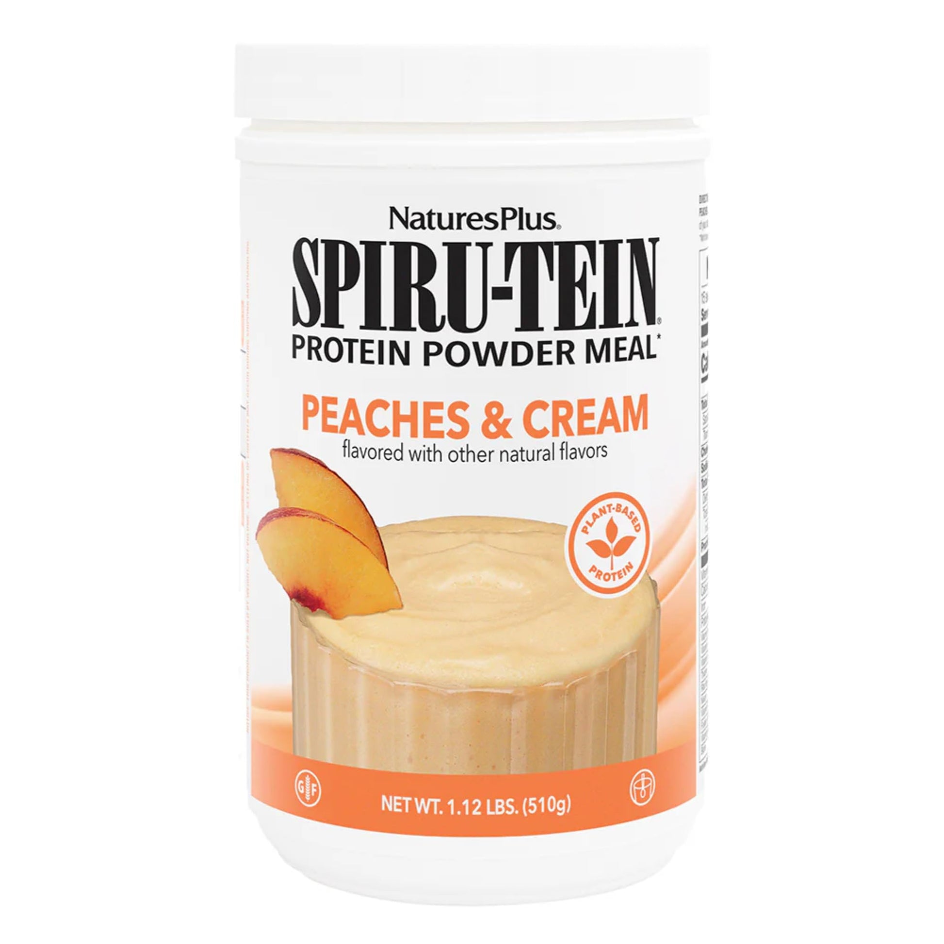 NaturesPlus SPIRU-TEIN, Peaches & Cream - 1.12 lb - Plant-Based Protein Powder - Vitamins & Minerals for Energy - Vegetarian, Gluten Free - 15 Servings NaturesPlus uk supplements