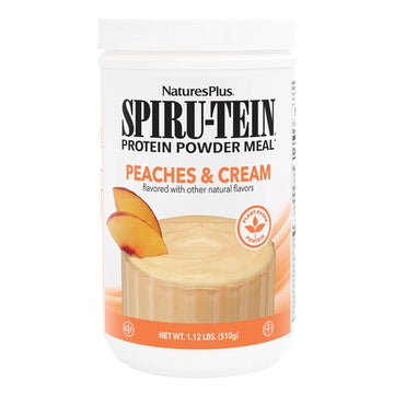 NaturesPlus SPIRU-TEIN, Peaches & Cream - 1.12 lb - Plant-Based Protein Powder - Vitamins & Minerals for Energy - Vegetarian, Gluten Free - 15 Servings NaturesPlus uk supplements