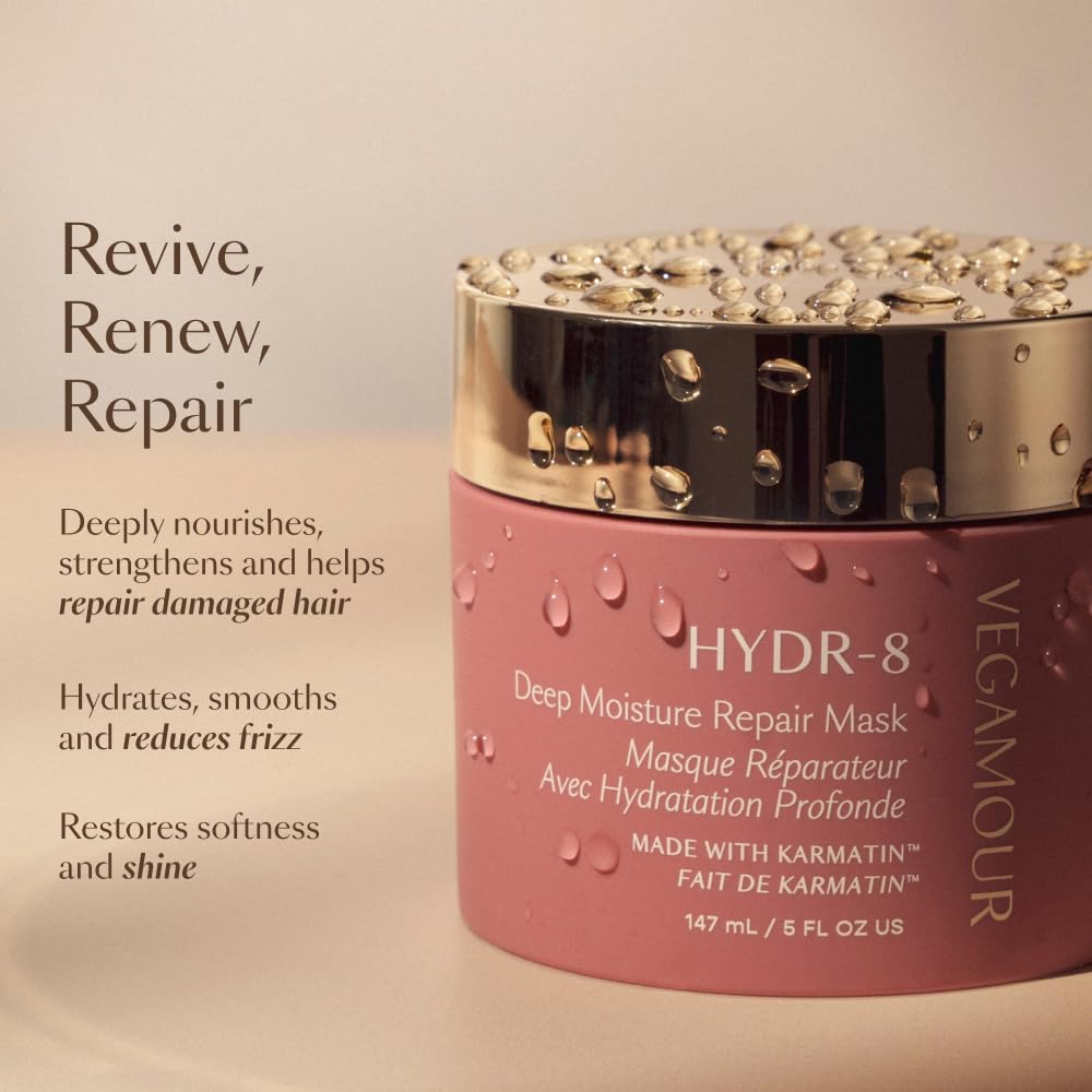 VEGAMOUR HYDR-8 Deep Moisture Repair Mask, Deep Conditioner Hair Mask Formulated Without Sulfates for Dry, Damaged, Frizzy Hair, Floral & Vanilla Scent, 5 fl. oz. VEGAMOUR uk supplements