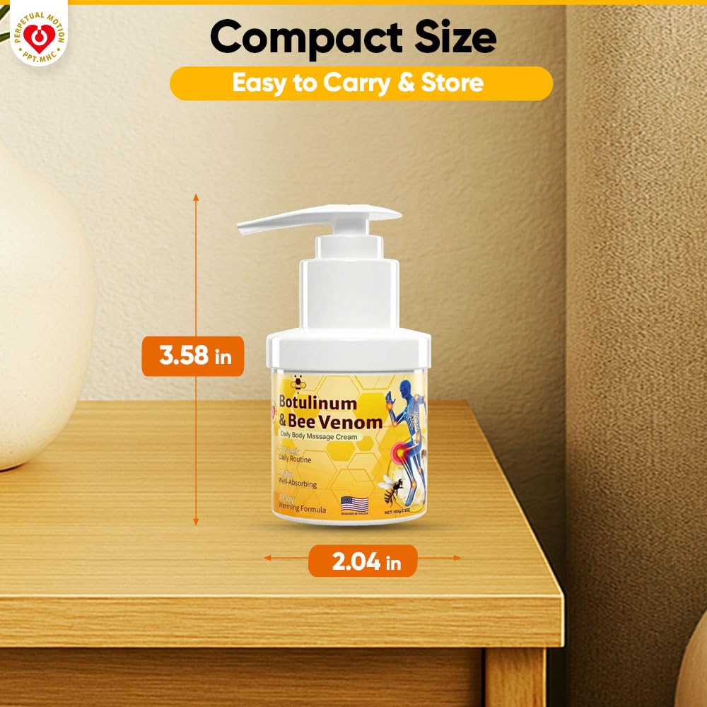 PPT.MHC Bee Venom Warming Cream with Pump - Massage Body Rub with Ginger, Peppermint & Black Pepper - Premium Bee Venom Lotion for Back, Legs & Feet - Everyday Non-Greasy 3.5oz Cream PPT.MHC uk supplements
