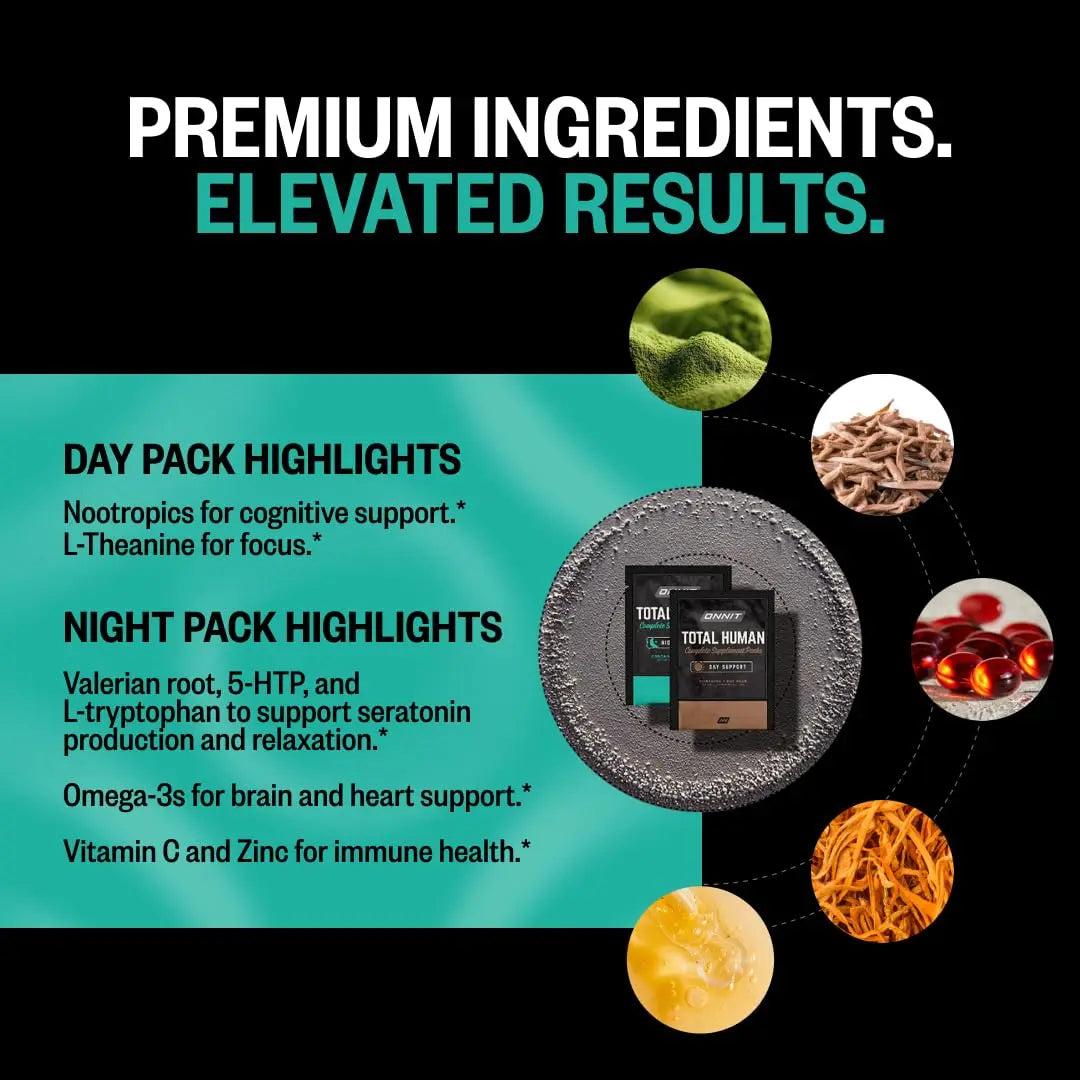 ONNIT Total Human Adult Multivitamin Dietary Supplement Comprehensive Capsule Packs with Day and Night Support ONNIT uk supplements