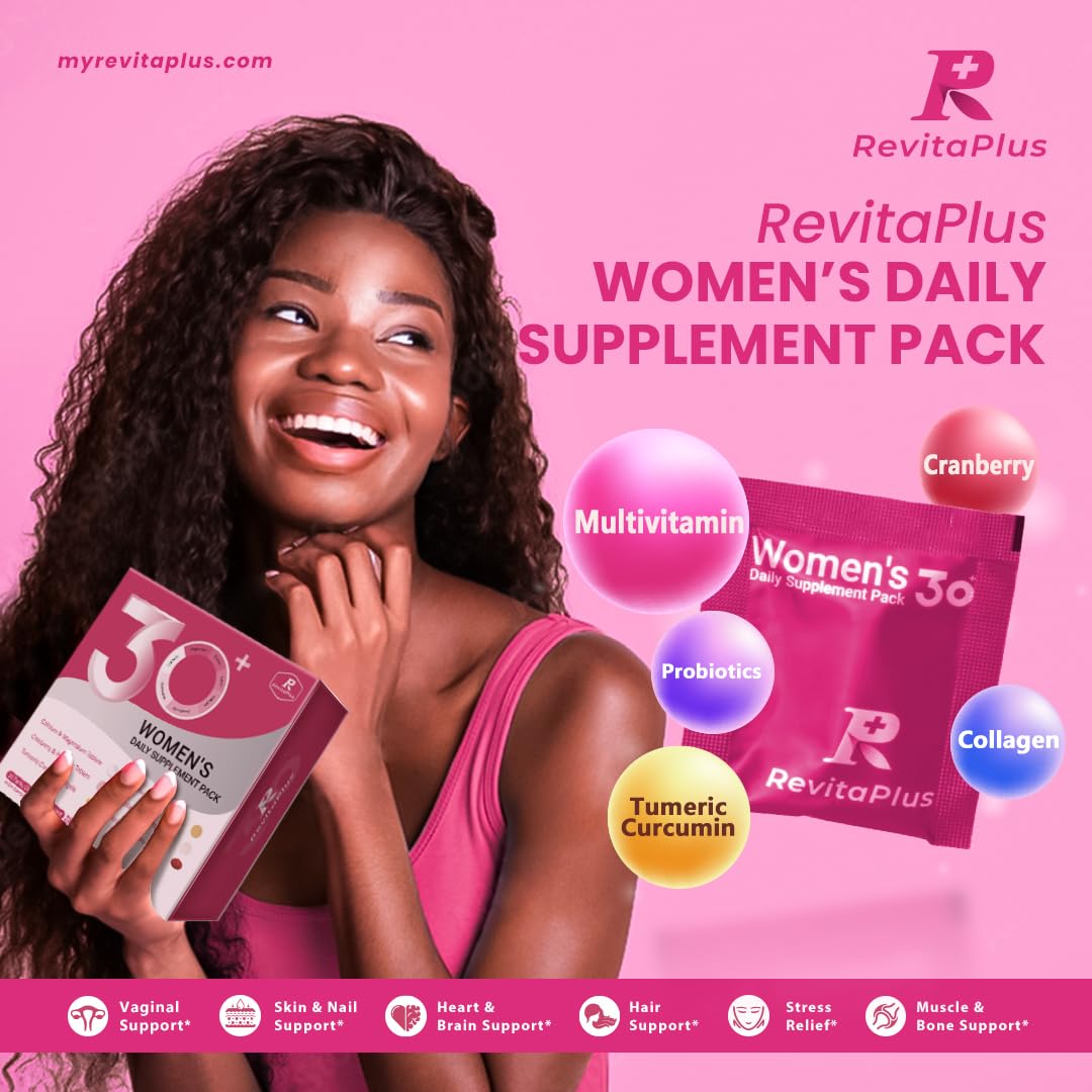 RevitaPlus Multivitamin for Women with Vitamin A,B,C,D3,E,K2,Biotin, Collagen,Krill Oil,Cranberries Supports Energy,Wellness,Beauty and Immune - Vitamin Packs for Women Health 30 Packs RevitaPlus uk supplements