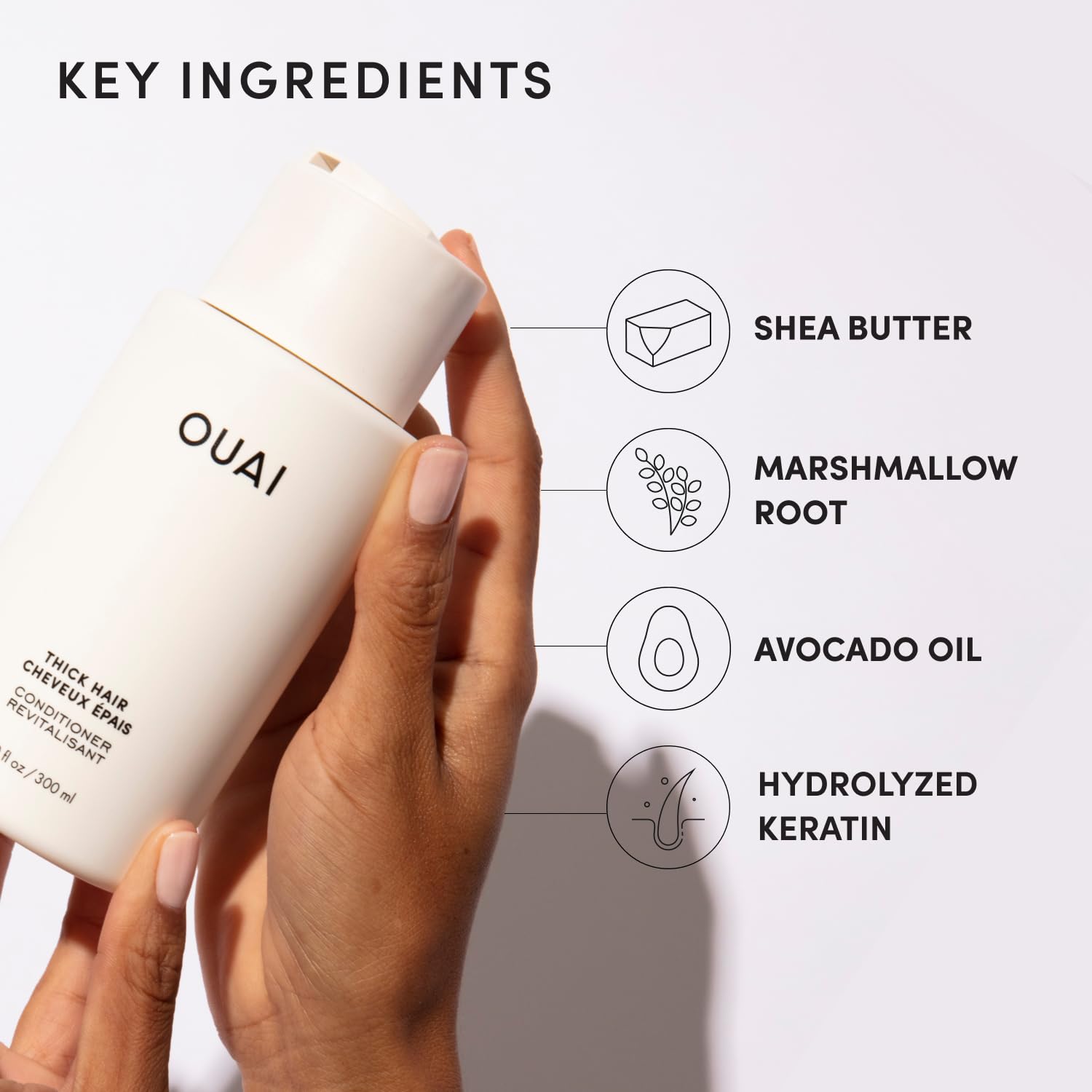 OUAI Thick Hair Conditioner Travel Size - Moisturizing Conditioner for Dry, Frizzy Hair - Keratin, Marshmallow Root, Shea Butter and Avocado Oil - Paraben, Phthalate and Sulfate Free (3 Oz) OUAI uk supplements