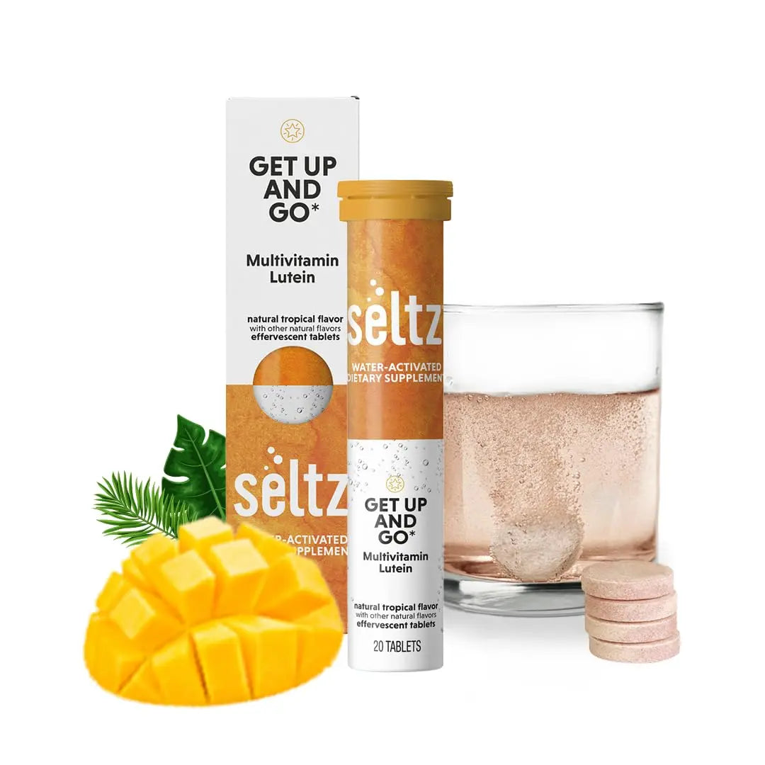 Seltz® Get Up and Go – Effervescent Multivitamin with Lutein for Daily Energy, Eye Health & Antioxidant Support Seltz uk supplements