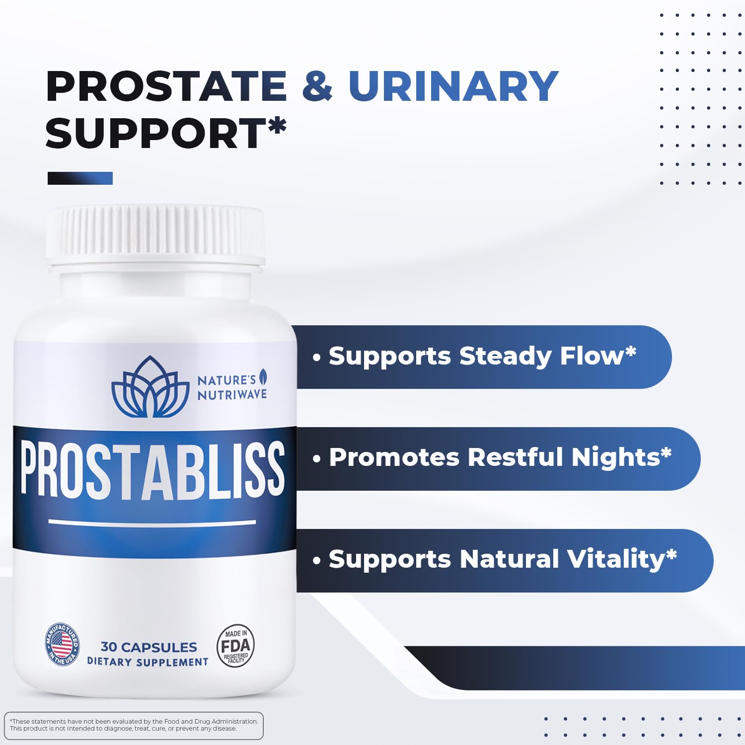 Prostabliss – 100% Natural Herbal Supplement with Zinc, Green Tea, Milk Thistle & Ginseng – Made in USA – 30 Capsules, 1 Month Supply Nature’s NutriWave uk supplements