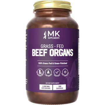 MK Supplements Grass-Fed Beef Organs Capsules | 5 Organs in Nature-Identical Ratios | B12, Copper & Heme Iron | Regeneratively Raised | 150 Capsules MK Supplements uk supplements