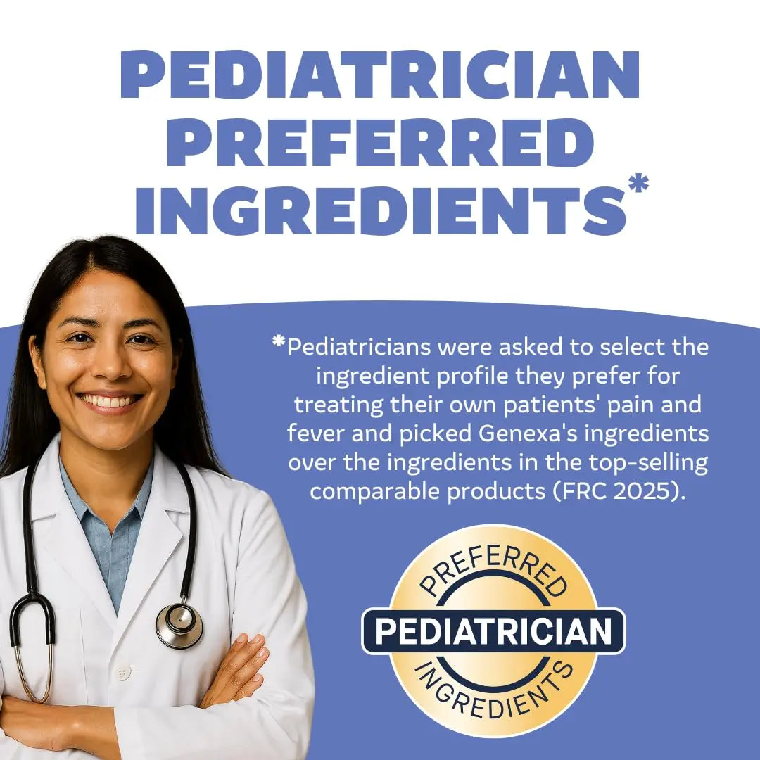 Genexa Children's Clean Acetaminophen | Pediatrician Preferred Ingredients | Pain & Fever Reducer for Kids | Dye Free, 0% Artificial Additives | Ages 2-11, Delicious Organic Blueberry Liquid, 4 fl oz Genexa uk supplements