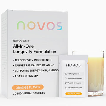 Novos Core Clinical Longevity Mix | Anti-Aging Supplement Drink Mix for Men & Women | Magnesium, L-Theanine, Fisetin and More | Supports Energy, Mood, Sleep & Cognition | Orange Flavor (30 Servings) Novos uk supplements