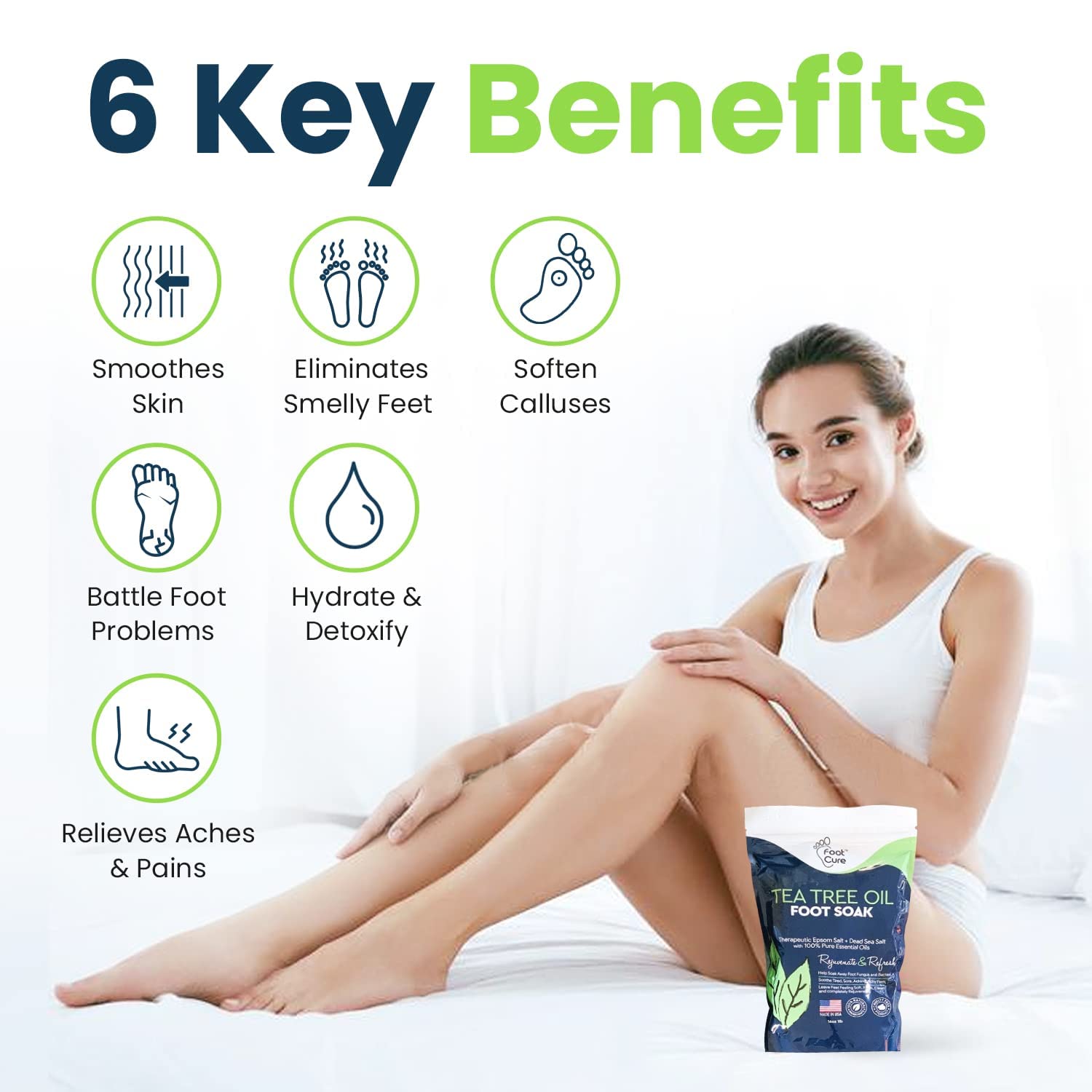 Tea Tree Oil Foot Soak with Epsom Salt - Best Toenail Fungus Treatment, Athletes FOOT CURE uk supplements