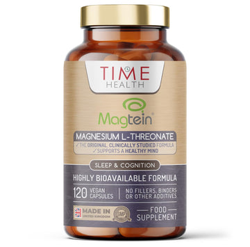 Magtein® Magnesium – 120 Capsules – High Strength 2100mg – Highly Bioavailable Time Health uk supplements
