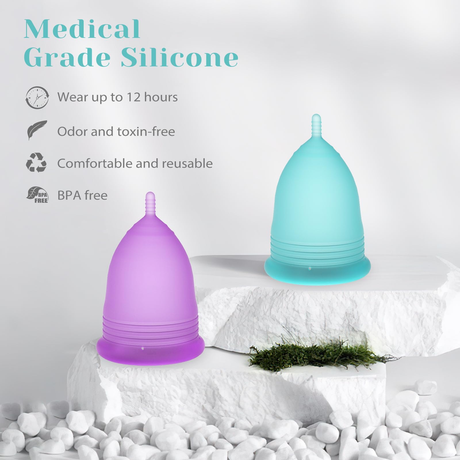 YTYOMUR Menstrual Cup Set, 2 Soft Period Cup Come with Collapsible Cleaner Cup YTYOMUR uk supplements