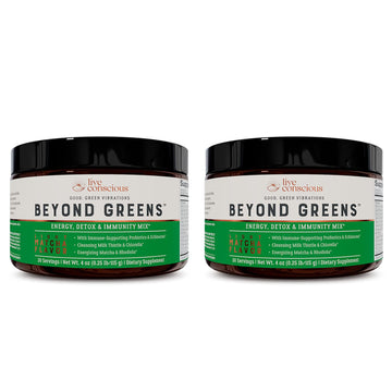 Live Conscious Beyond Greens Concentrated Superfood Powder - Matcha Flavor w/Chlorella, Echinacea, Probiotics for Immune Support & Energy - 30 Servings (2-Pack) Live Conscious uk supplements