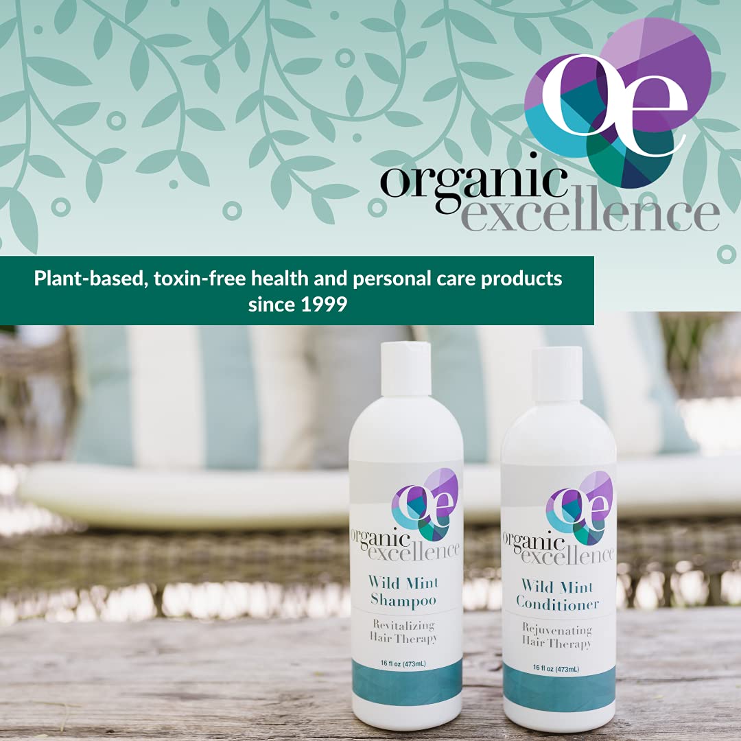 Organic Excellence Natural Organic Shampoo, Wild Mint & Rosemary, Chemical Free, Plant-Based, Toxin-Free, Cruelty-Free, Certified Herbs & Oils For Healthy Full-Bodied Hair 16 fl. oz Organic Excellence uk supplements
