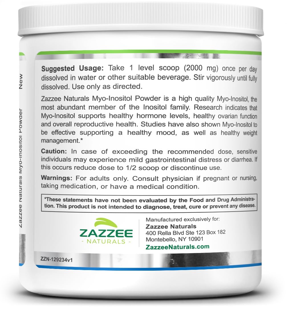 Zazzee Myo-Inositol Powder, 6 Month Supply, 183 Servings, 2000 mg per Serving Zazzee uk supplements