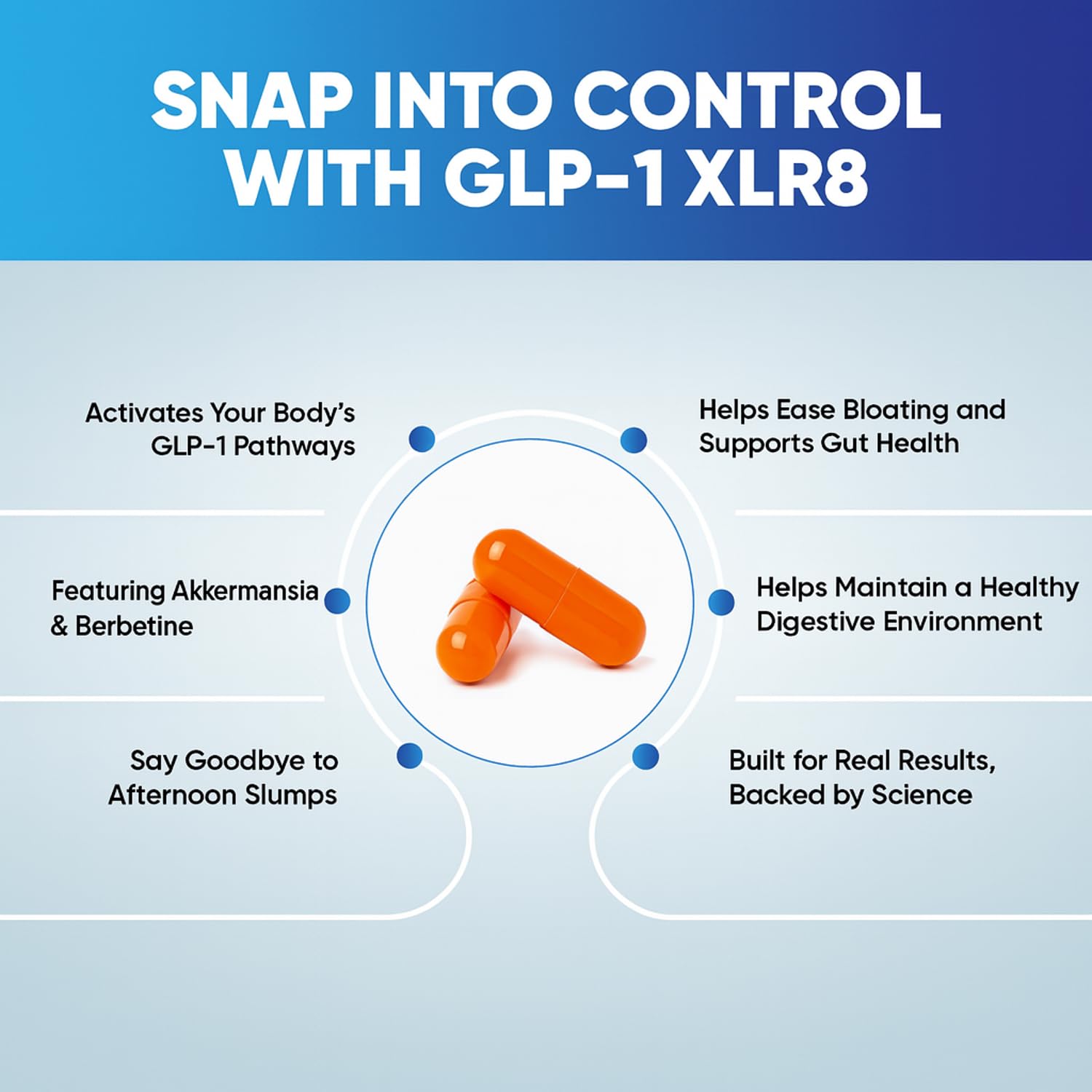 GLP-1 XLR8 Supplement for Weight Loss, Digestion, Constipation, Bloating Relief with Akkermansia 2.6 Billion AFU Live Prebiotic Probiotic Postbiotic Gut Health + Berberine for Women Men 360 Capsules Snappy Scripts uk supplements