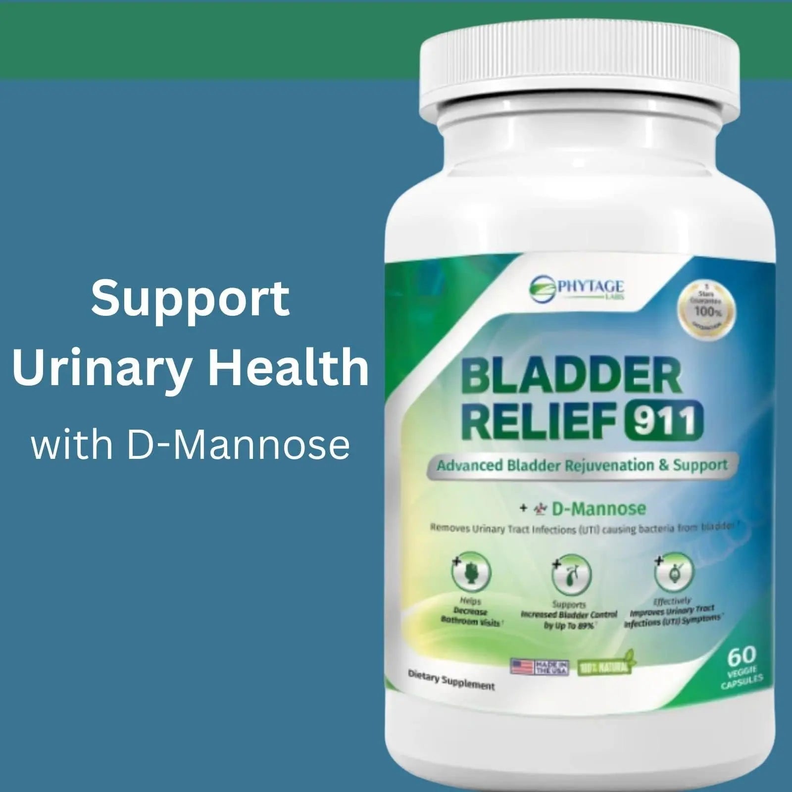 Phytage Labs Bladder Relief 911 Detoxifying Strength - for Men and Women Provides Bladder Support, 60 Veggie Capsules - 2 Pack Phytage Labs uk supplements