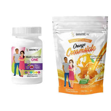 BariatricPal 30-Day Bariatric Vitamin Bundle (Multivitamin ONE 1 per Day! Chewable with 45mg Iron - Mixed Berry and Calcium Citrate Soft Chews 500mg with Probiotics - Orange Creamsicle) BariatricPal uk supplements