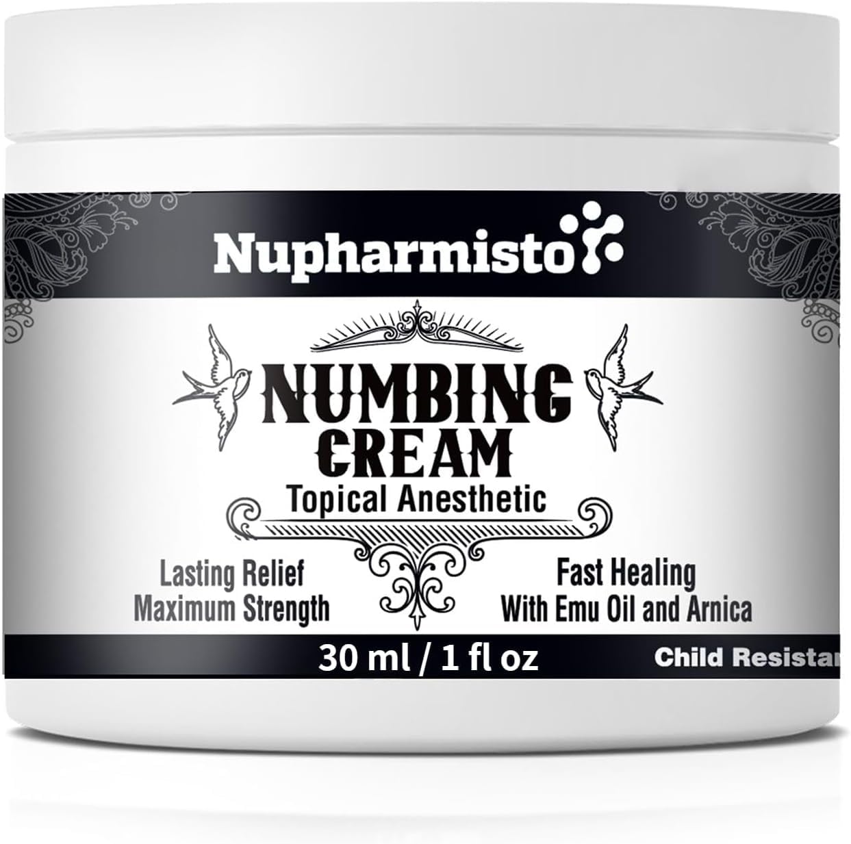 Nupharmisto Numbing Cream Maximum Strength : Long Lasting Numbing Cream with 5X Numbing - Emu Oil and Arnica 30 ml / 1 fl oz Nupharmisto uk supplements