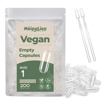 HPMC Empty Capsules Size 1-200 Clear Count Pill Capsules Empty - Plant-Based Cellulose | Vegetarian, Halal, Non-GMO | for DIY Supplement & Herbal Filling MéipaLien uk supplements