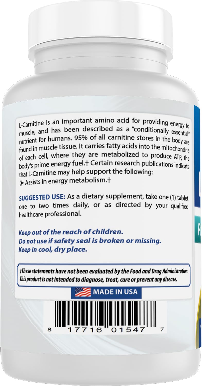 Best Naturals L-Carnitine 1000mg 60 Tablets (60 Count (Pack of 1)) Best Naturals uk supplements