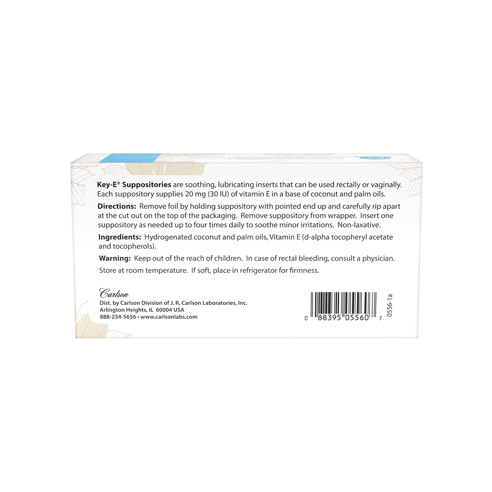 Carlson Labs Key-E Suppositories Vitamin E Soothing Inserts (2 Packages of 24 Inserts, 48Count) Carlson uk supplements