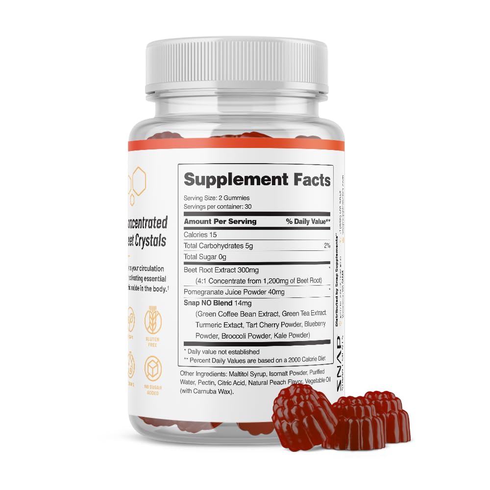 Snap Supplements Nitric Oxide Beet Root Gummies - Support Healthy Blood Circulation Snap Supplements uk supplements