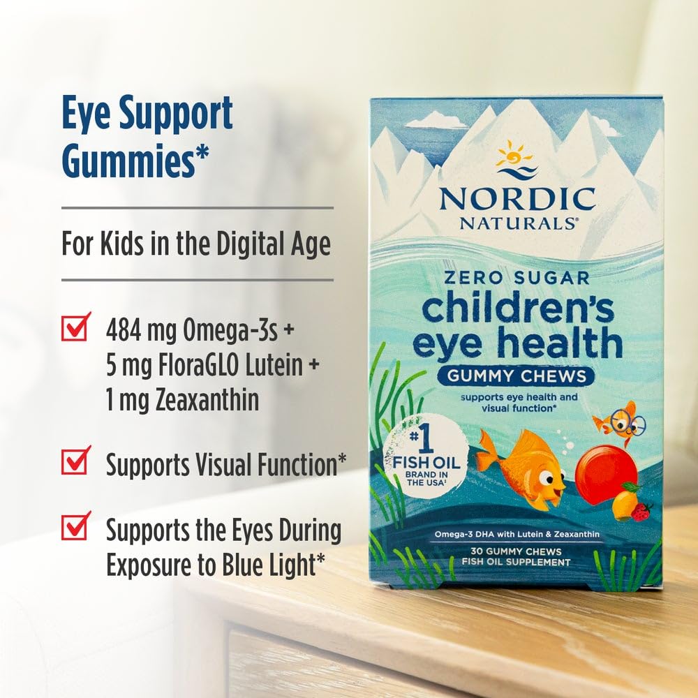 Nordic Naturals Children’s Eye Health Gummies, Strawberry Lemonade - 30 Gummies for Kids - 484 mg Total Omega-3s DHA, Lutein & Zeaxanthin - Brain Health, Antioxidant Support, Non-GMO - 30 Servings Nordic Naturals uk supplements