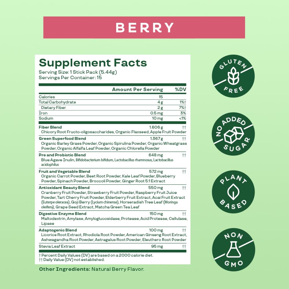 Bloom Nutrition Super Greens Powder Smoothie Mix, 15 Stick Packs - Probiotics Bloom Nutrition uk supplements